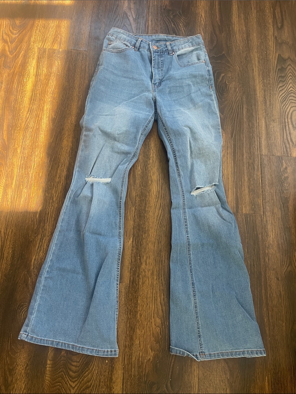 NOBO Light Blue Distressed Flare Jeans size7